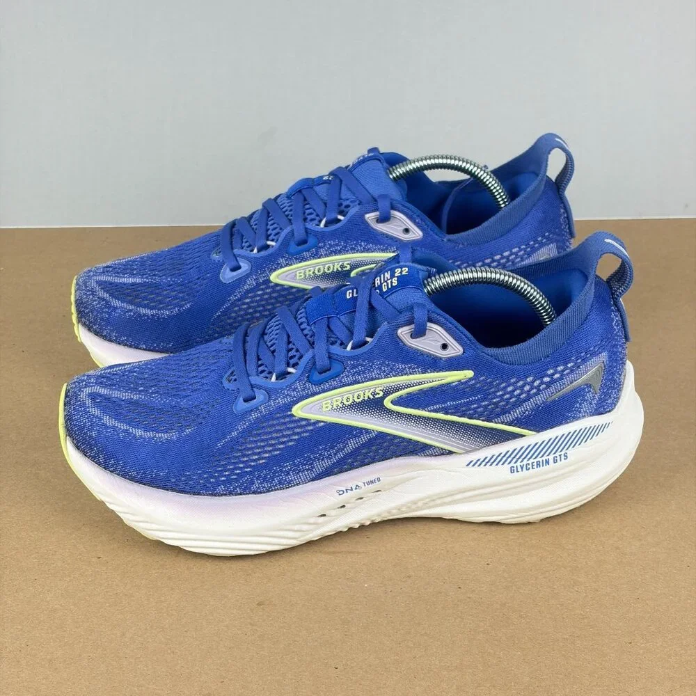Brooks Glycerin GTS 22 Athletic Running Shoes Womens 8.5 Blue White Low Top - Picture 1 of 10